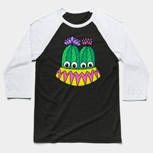 Cute Cactus Design #299: Pretty Potted Cactus With Flowers Baseball T-Shirt